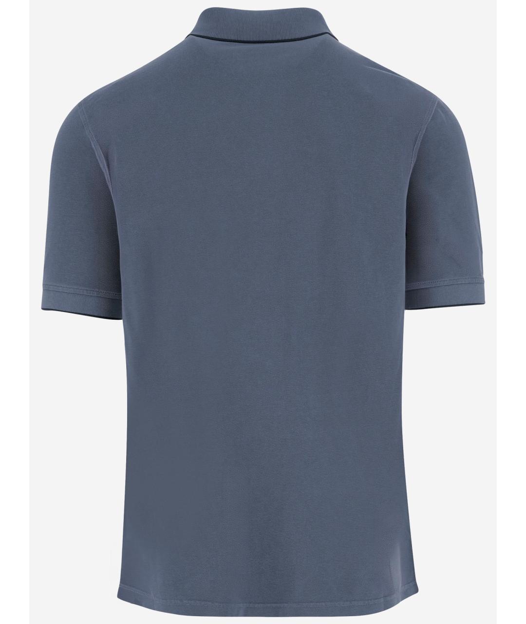 HERNO Синее хлопковое поло с коротким рукавом, фото 2
