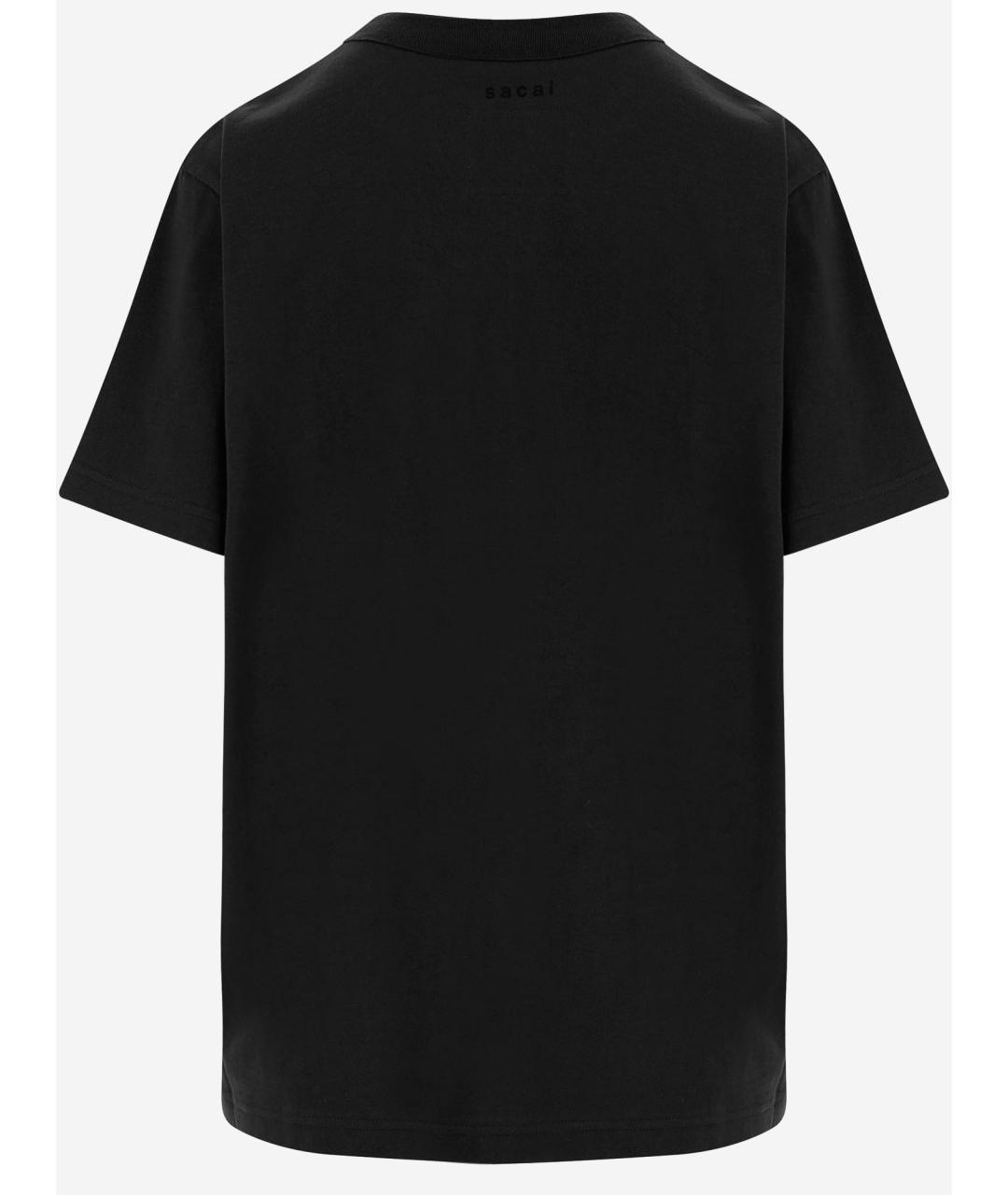 SACAI Черная хлопковая футболка, фото 2