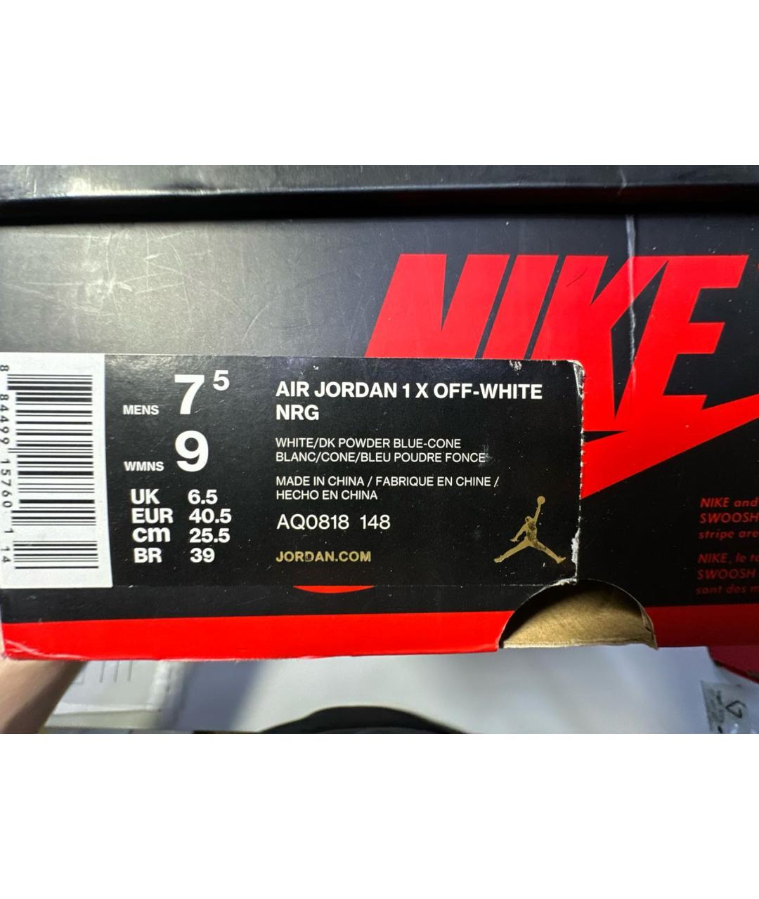 JORDAN Синие кожаные высокие кроссовки / кеды, фото 8