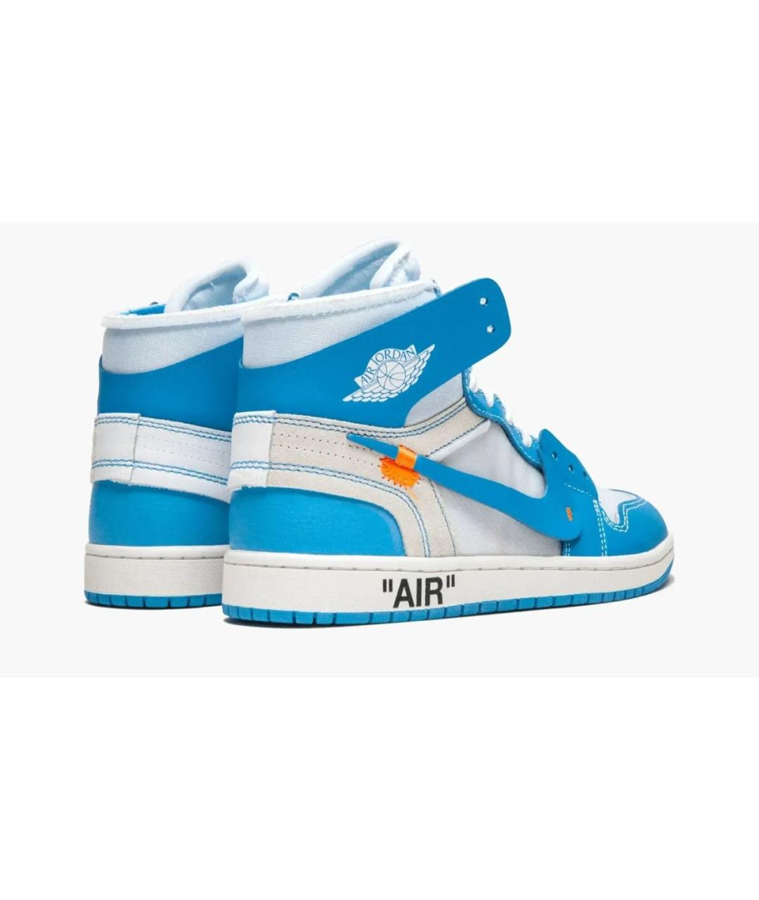 JORDAN Синие кожаные высокие кроссовки / кеды, фото 3