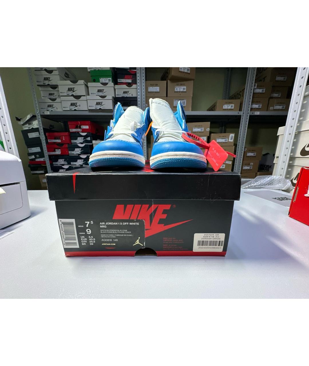 JORDAN Синие кожаные высокие кроссовки / кеды, фото 7