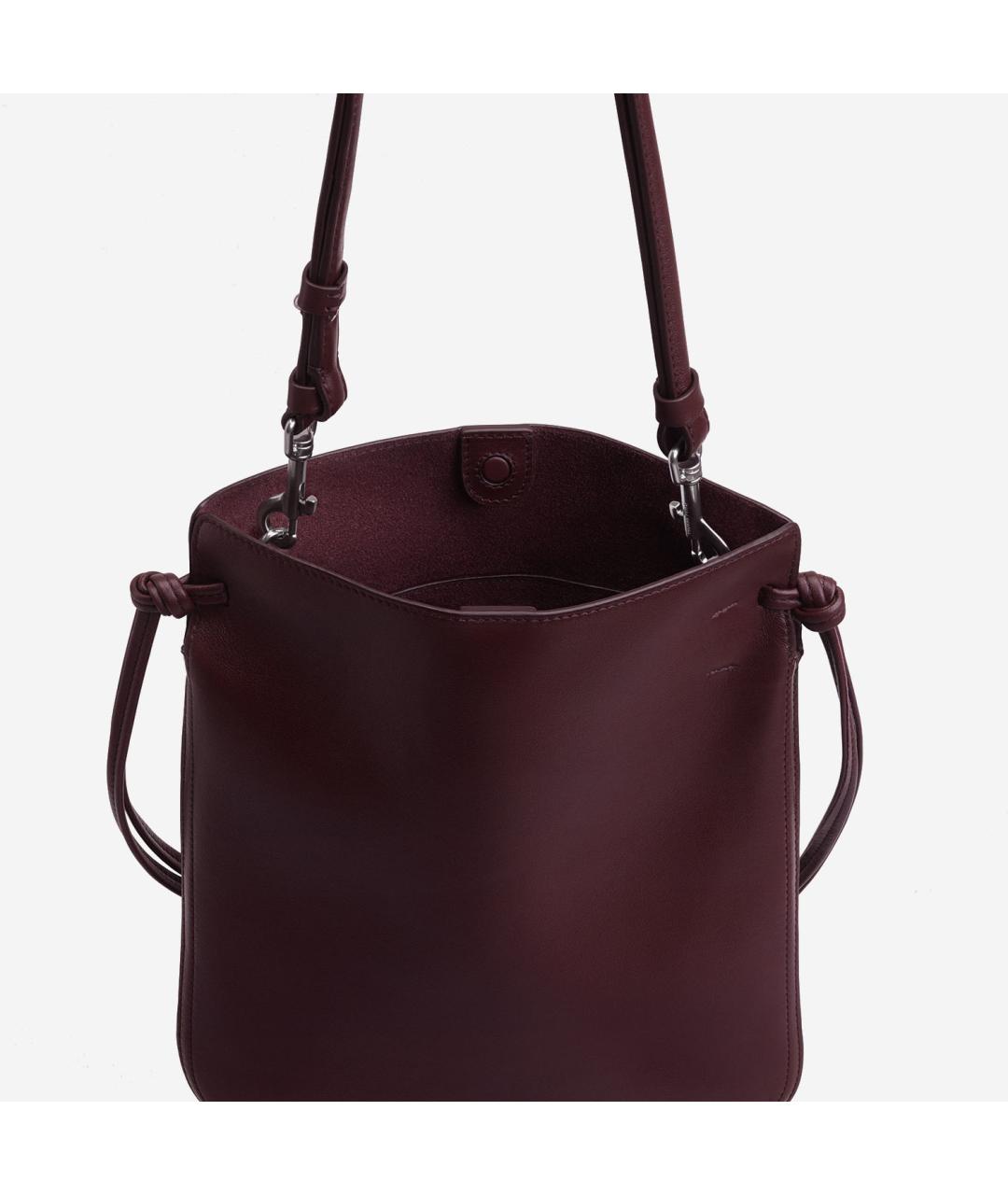 PHOEBE PHILO Бордовая кожаная сумка тоут, фото 3
