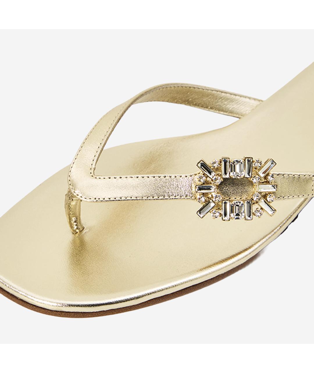 ROGER VIVIER Золотые кожаные шлепанцы, фото 4