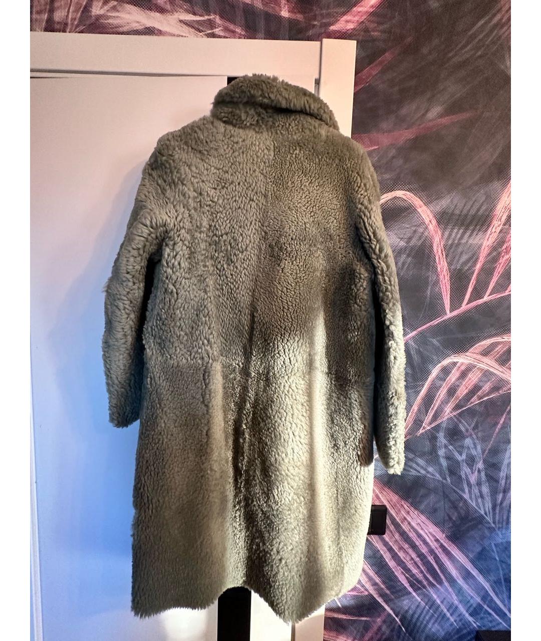 DROME Зеленая меховая дубленка, фото 2