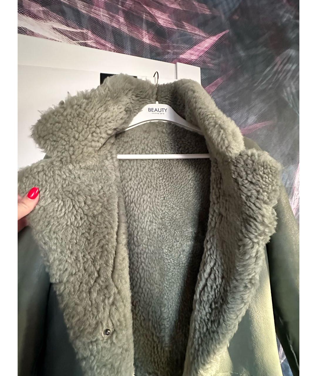 DROME Зеленая меховая дубленка, фото 3