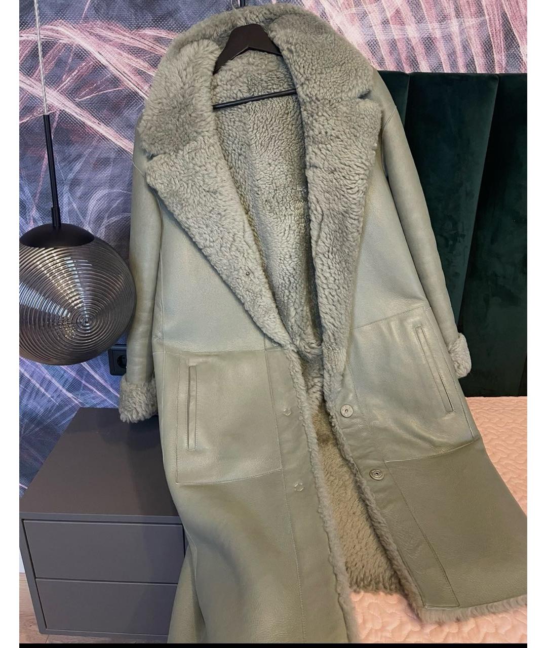 DROME Зеленая меховая дубленка, фото 6