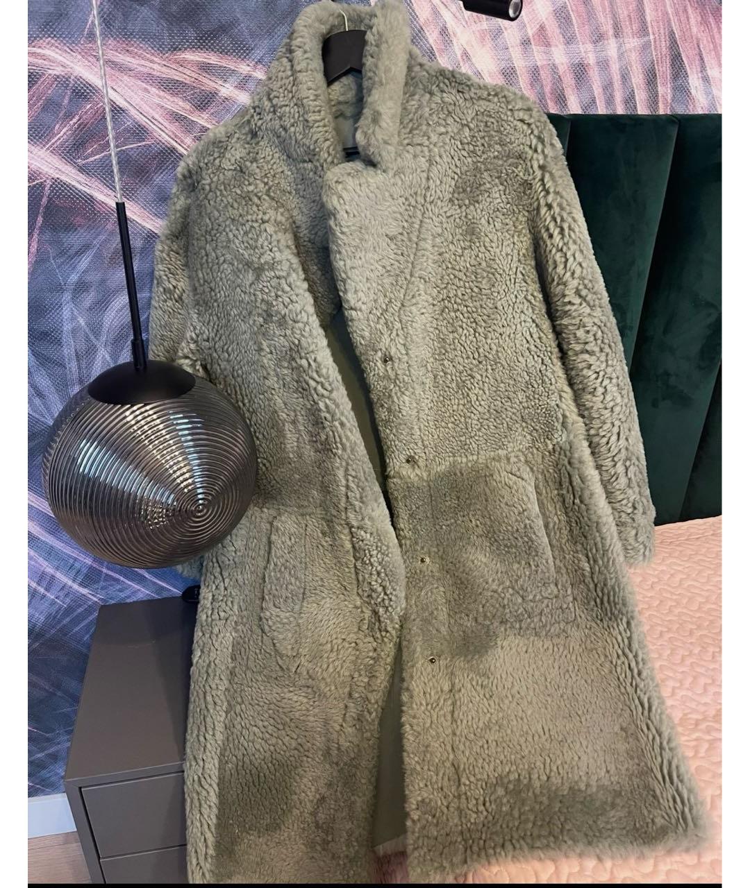 DROME Зеленая меховая дубленка, фото 7