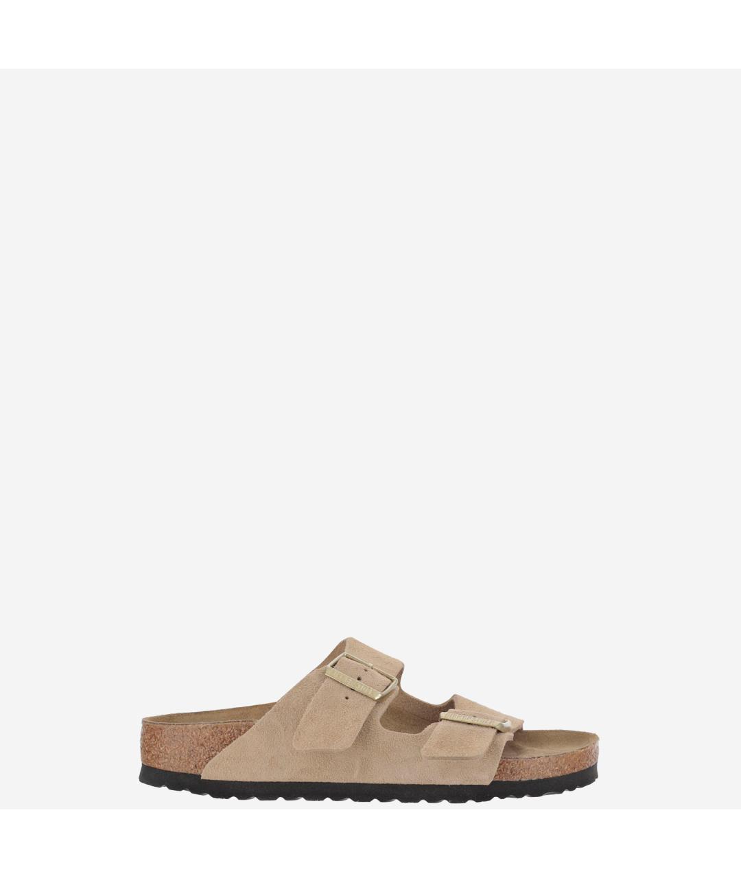 BIRKENSTOCK Бежевые замшевые шлепанцы, фото 5