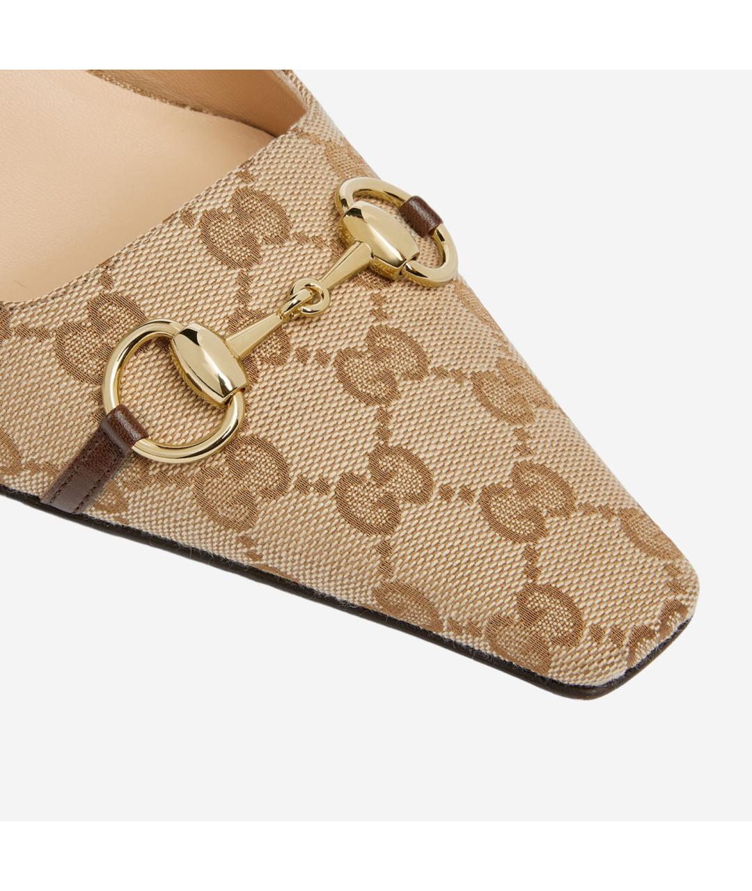 GUCCI Бежевые текстильные туфли, фото 4