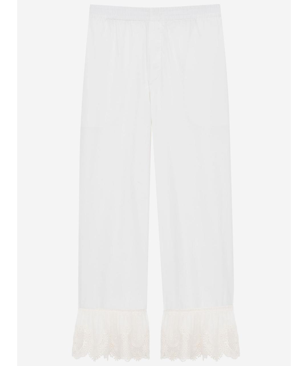 SAINT LAURENT Белые хлопковые прямые брюки, фото 4