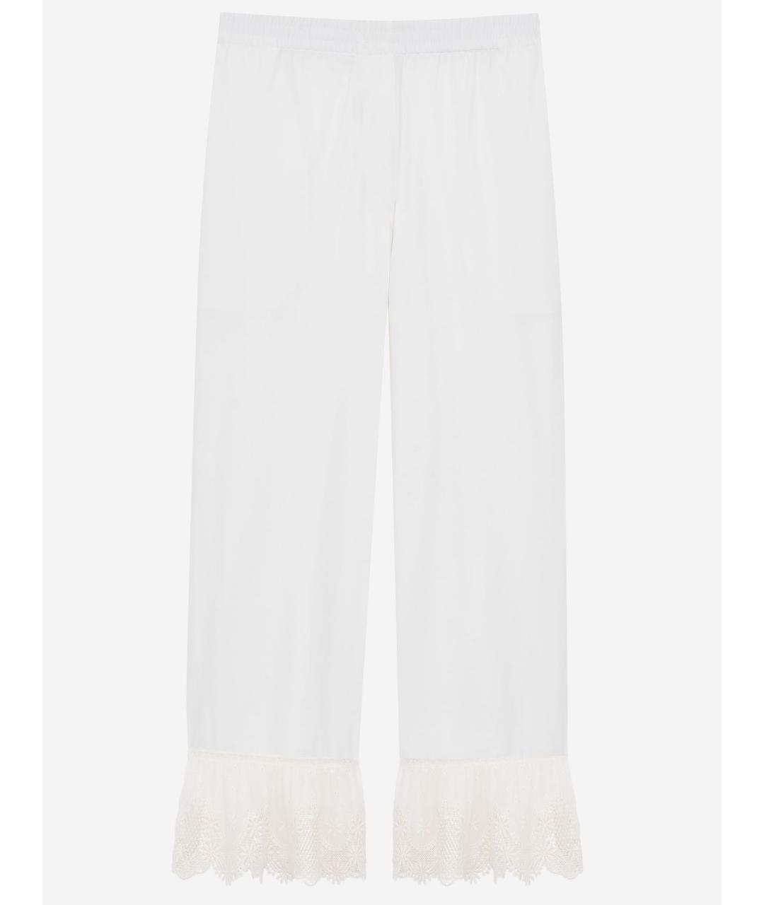 SAINT LAURENT Белые хлопковые прямые брюки, фото 2