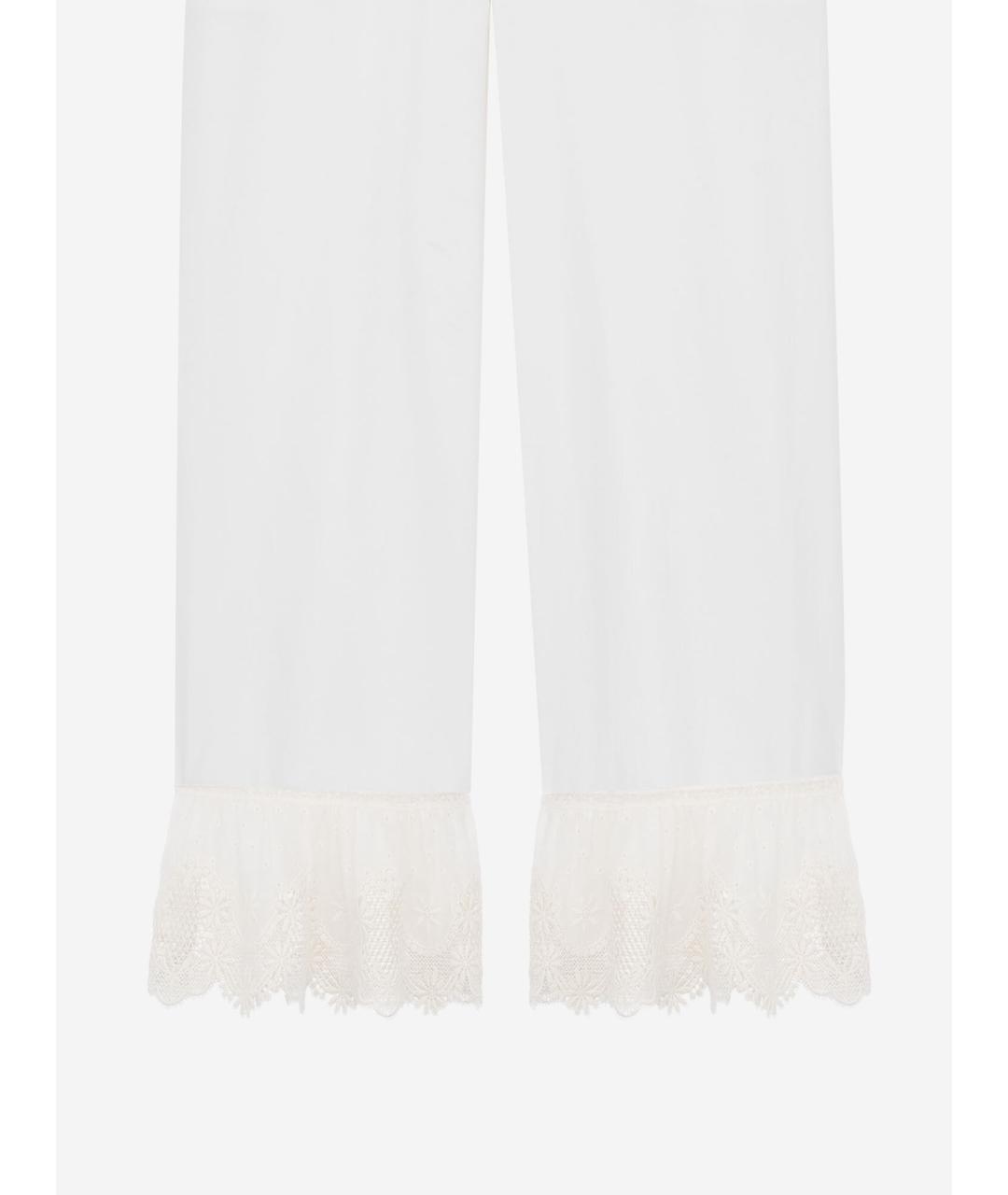 SAINT LAURENT Белые хлопковые прямые брюки, фото 3