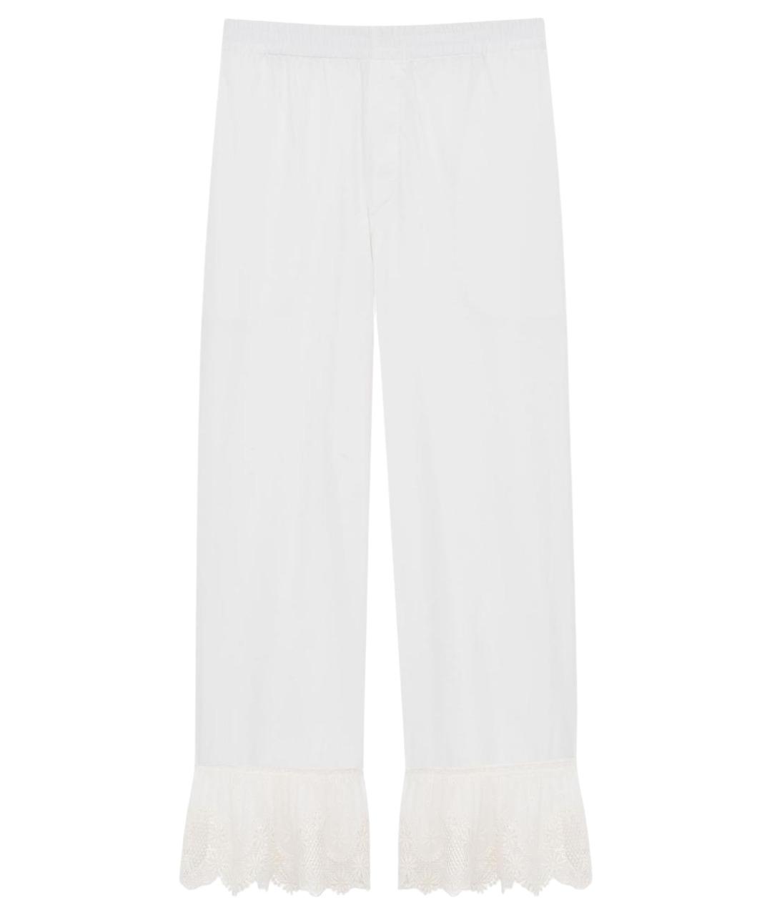 SAINT LAURENT Белые хлопковые прямые брюки, фото 1