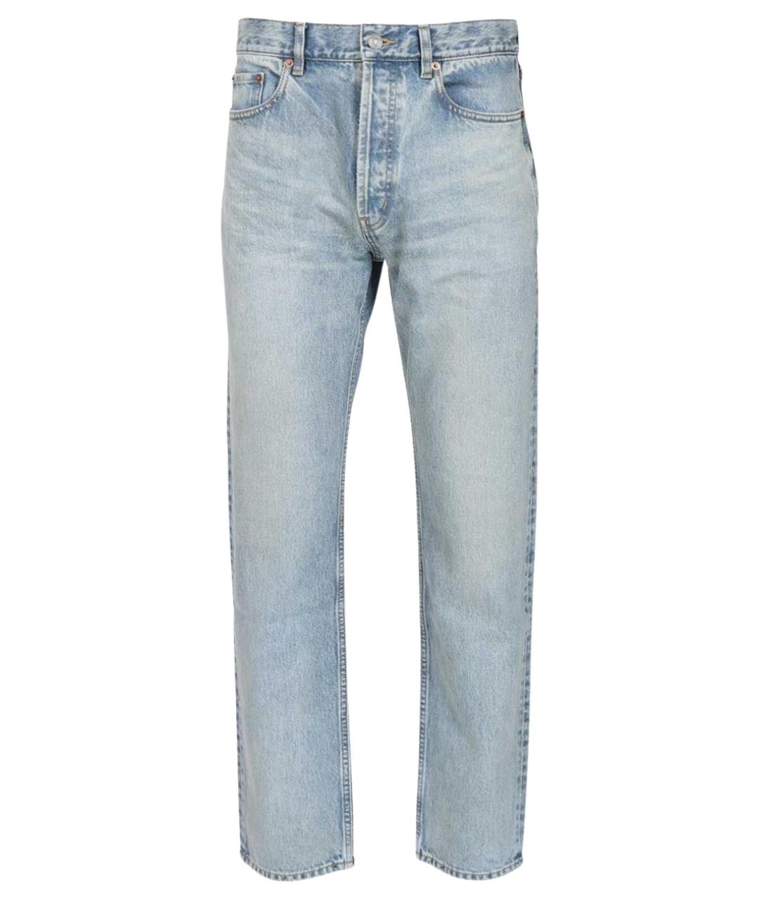 SAINT LAURENT Голубые хлопковые прямые джинсы, фото 1