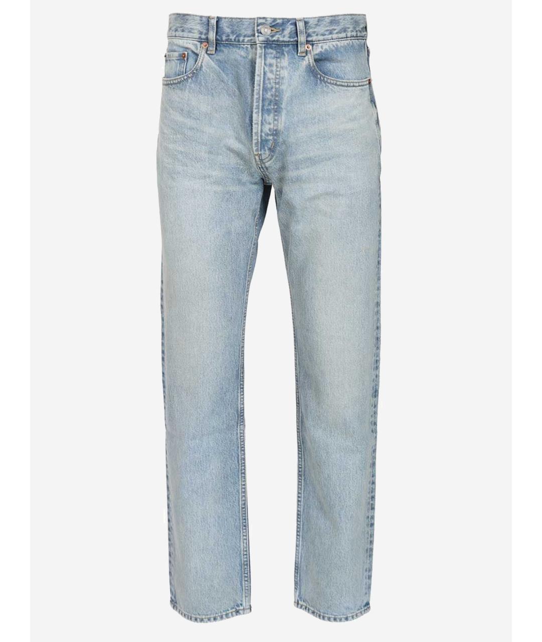 SAINT LAURENT Голубые хлопковые прямые джинсы, фото 4