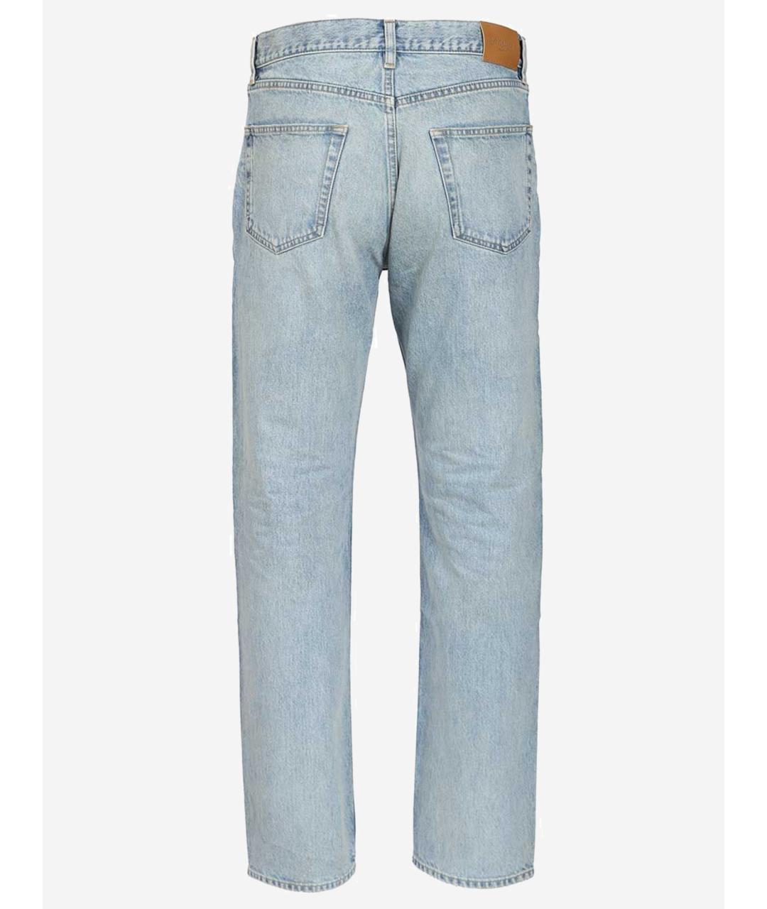 SAINT LAURENT Голубые хлопковые прямые джинсы, фото 2