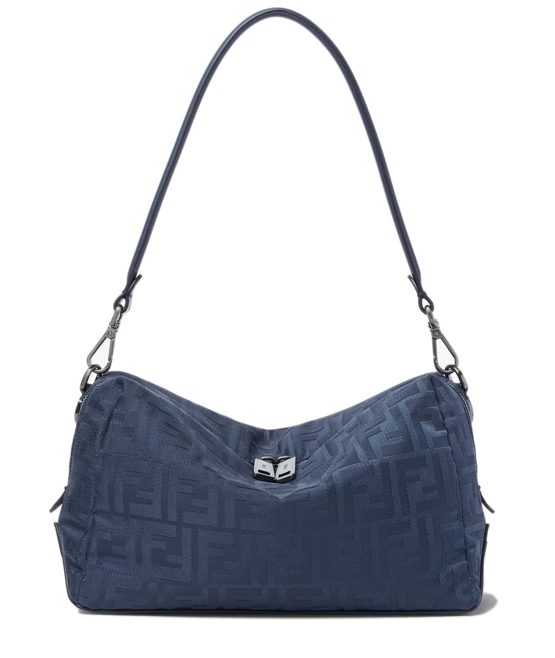 FENDI Синяя жаккардовая сумка тоут, фото 1