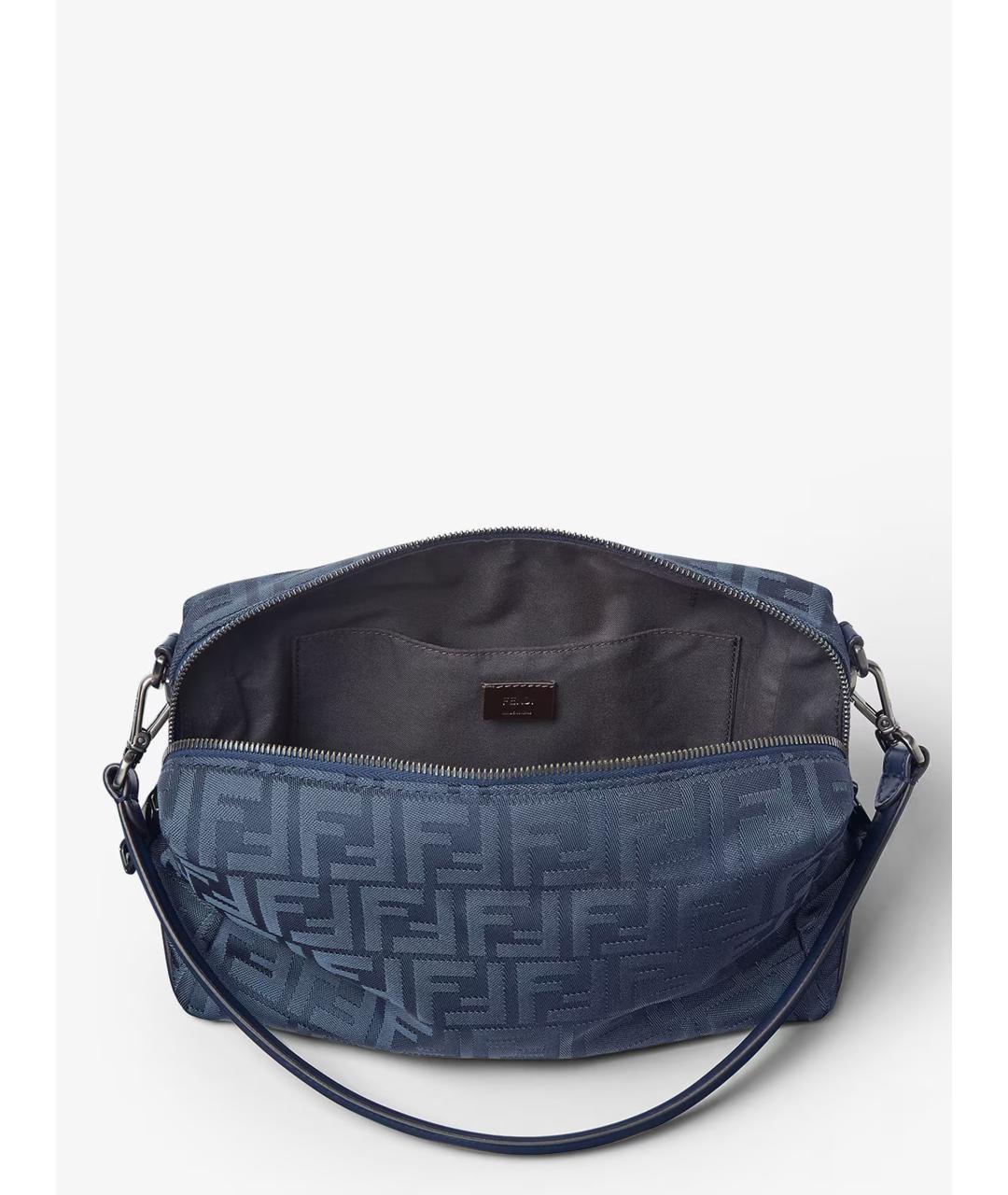 FENDI Синяя жаккардовая сумка тоут, фото 6