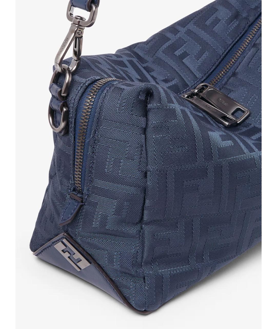 FENDI Синяя жаккардовая сумка тоут, фото 7