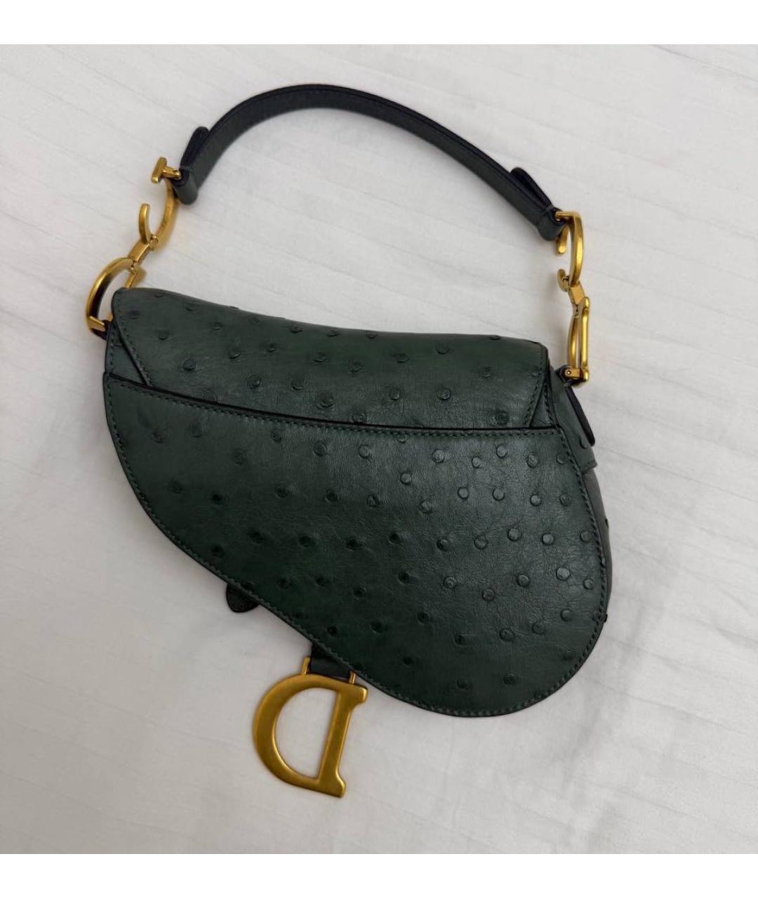 CHRISTIAN DIOR Зеленая сумка через плечо из экзотической кожи, фото 2