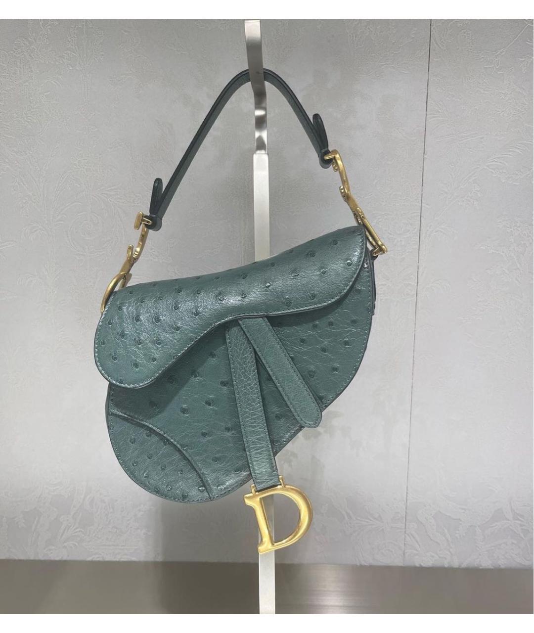 CHRISTIAN DIOR Зеленая сумка через плечо из экзотической кожи, фото 4