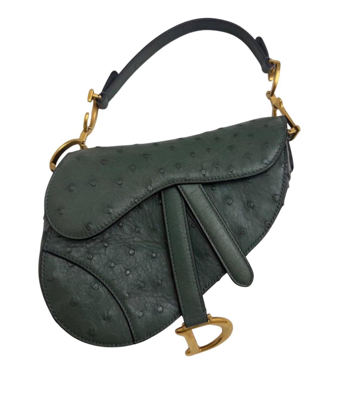 CHRISTIAN DIOR Зеленая сумка через плечо из экзотической кожи, фото 1