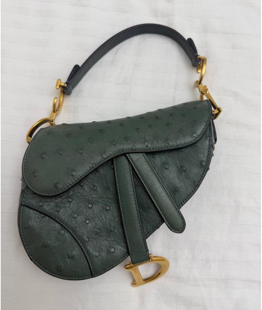 CHRISTIAN DIOR Зеленая сумка через плечо из экзотической кожи, фото 8