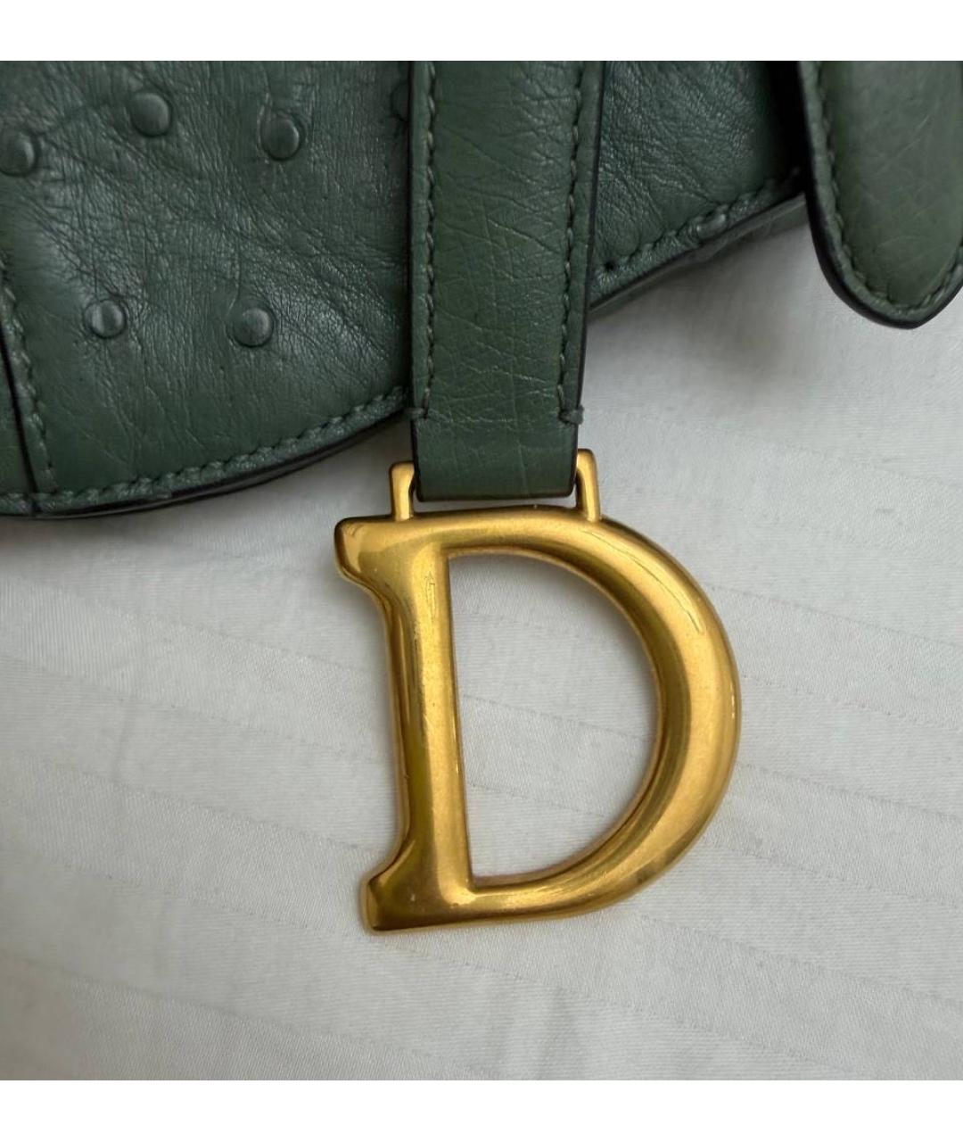 CHRISTIAN DIOR Зеленая сумка через плечо из экзотической кожи, фото 6