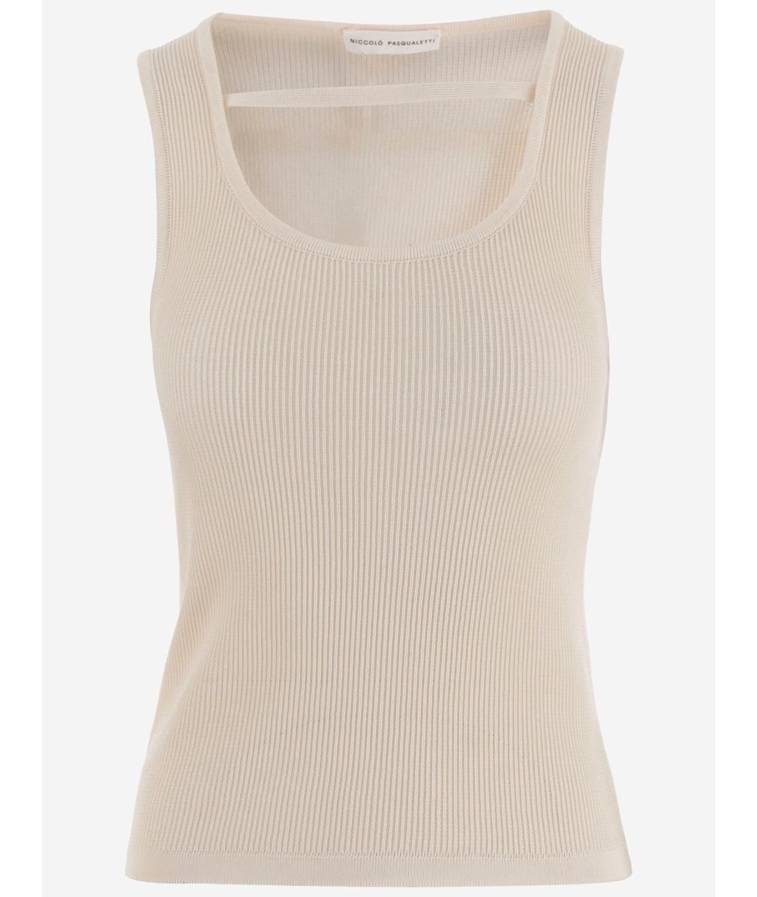 NICCOLO PASQUALETTI Бежевая хлопковая майка, фото 4