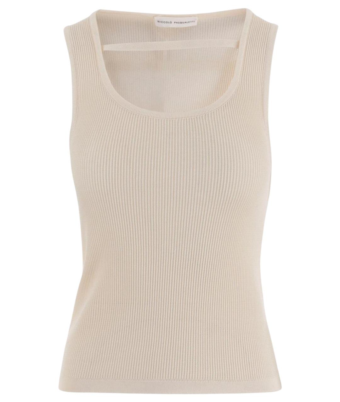 NICCOLO PASQUALETTI Бежевая хлопковая майка, фото 1