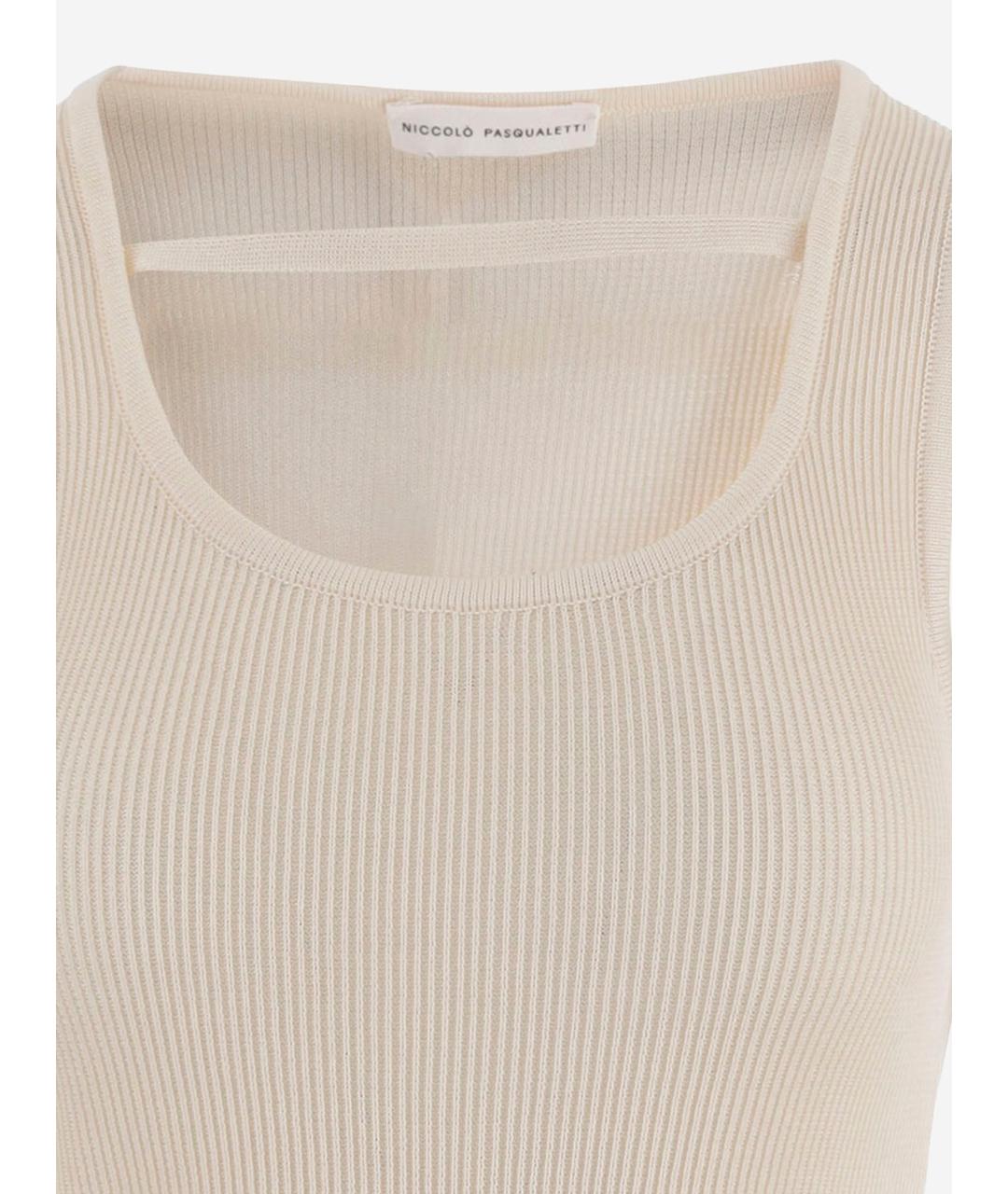NICCOLO PASQUALETTI Бежевая хлопковая майка, фото 3