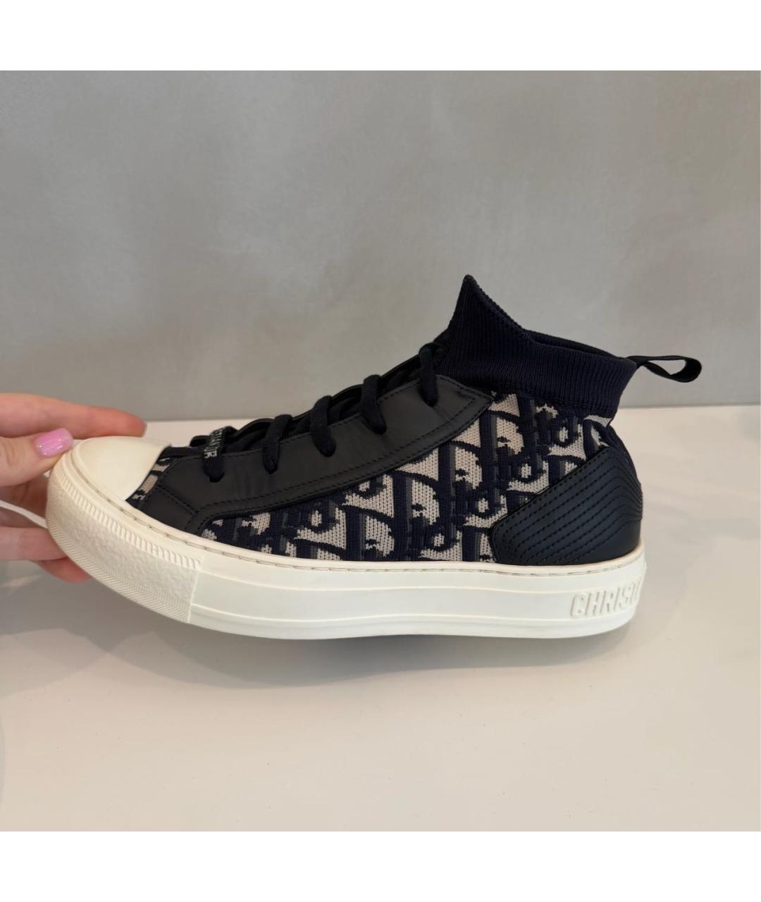 CHRISTIAN DIOR Темно-синие текстильные кеды, фото 3