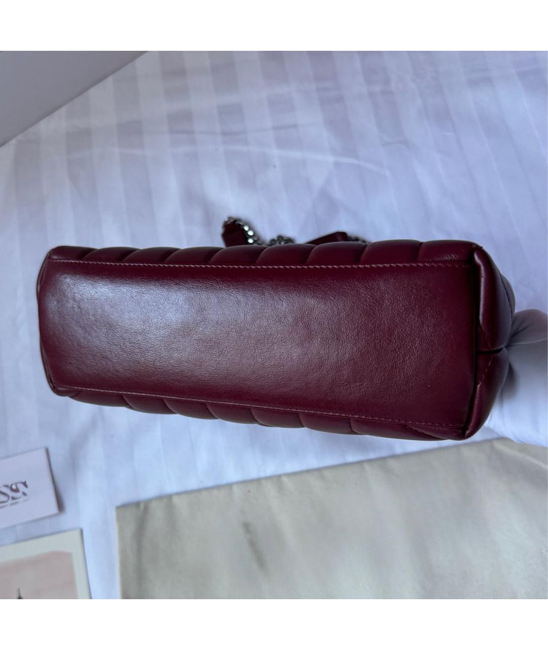 SAINT LAURENT Бордовая кожаная сумка через плечо, фото 8