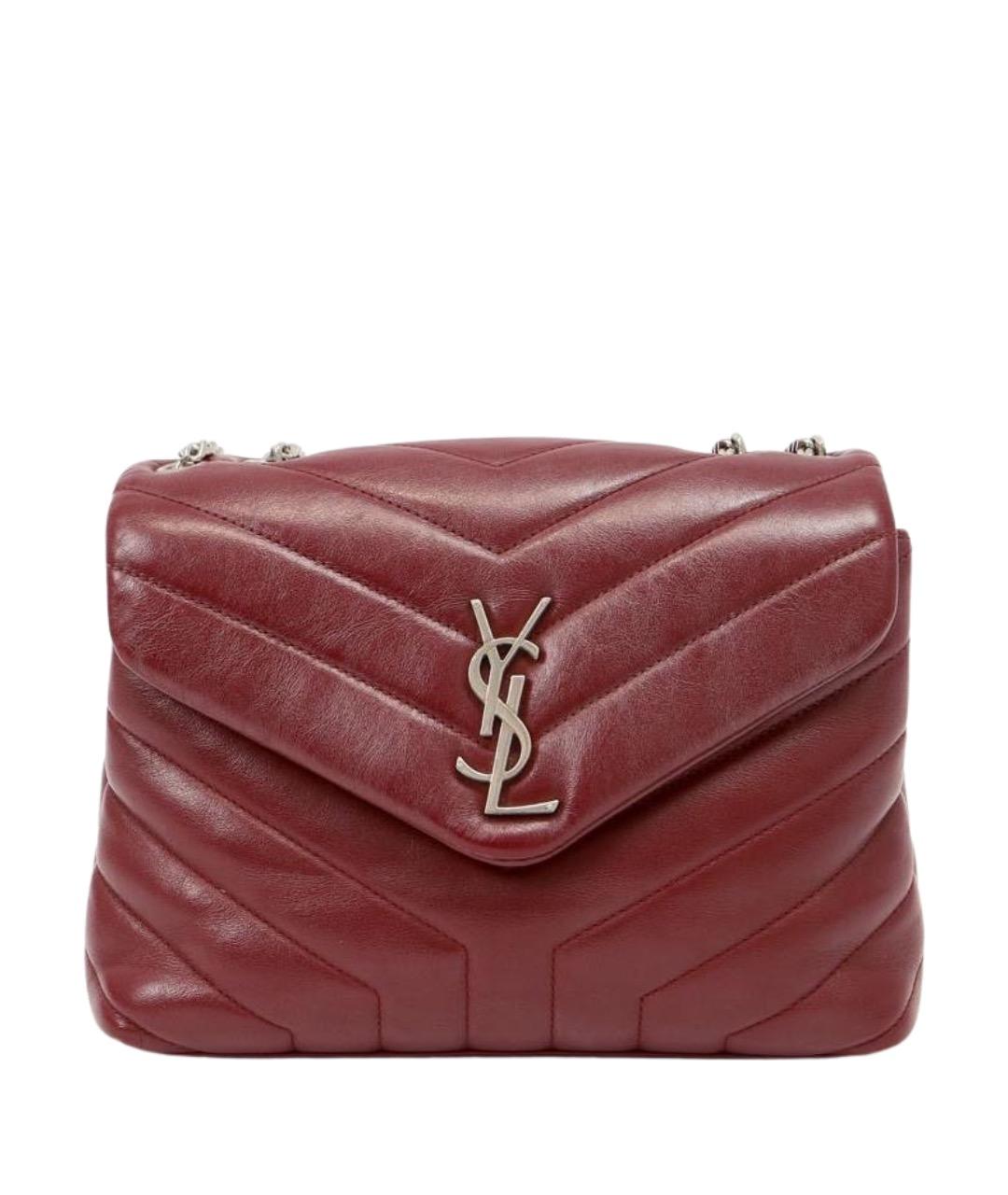 SAINT LAURENT Бордовая кожаная сумка через плечо, фото 1