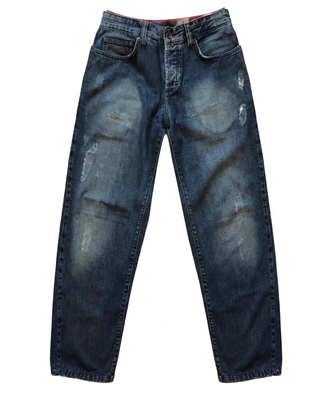 DOLCE&GABBANA Темно-синие хлопковые прямые джинсы, фото 1