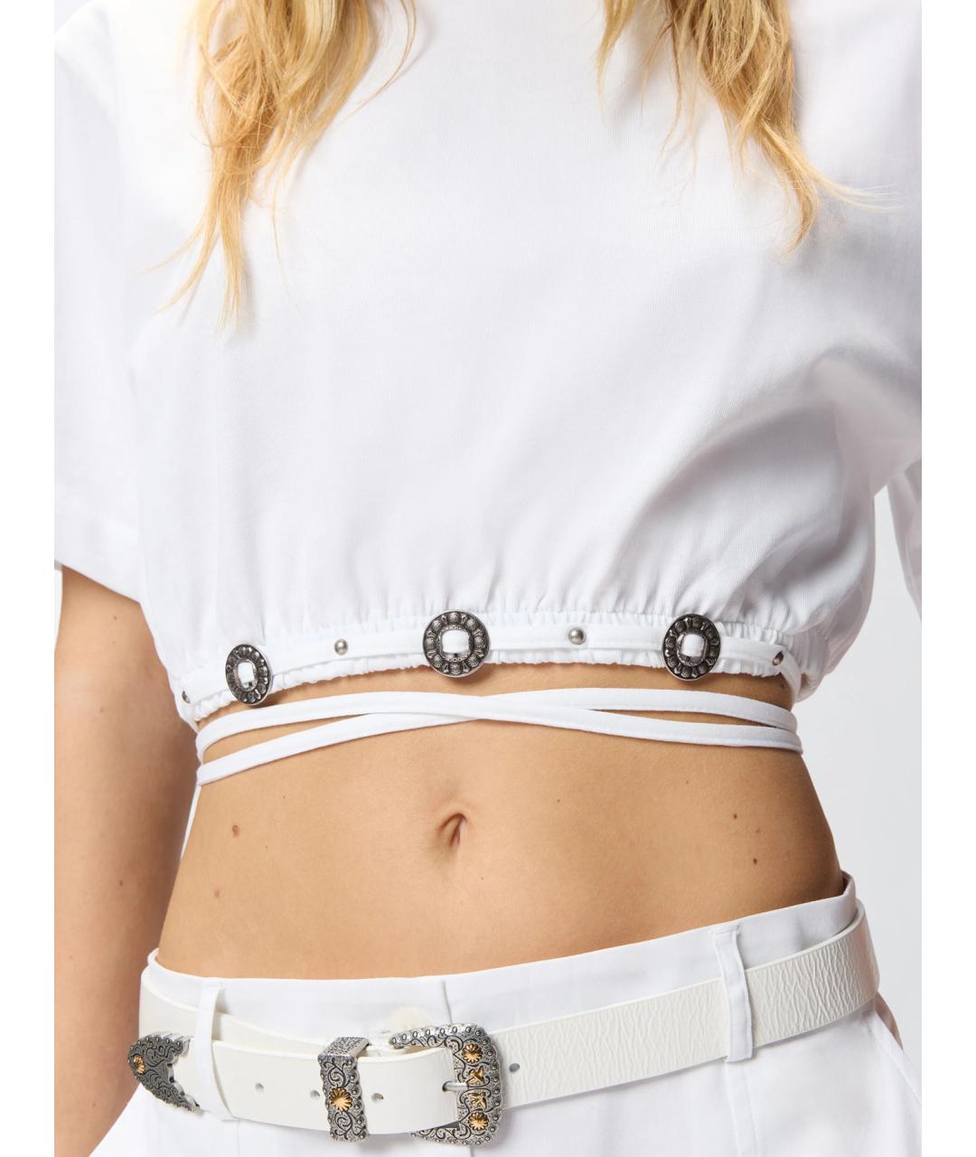 PINKO Белая хлопковая футболка, фото 5