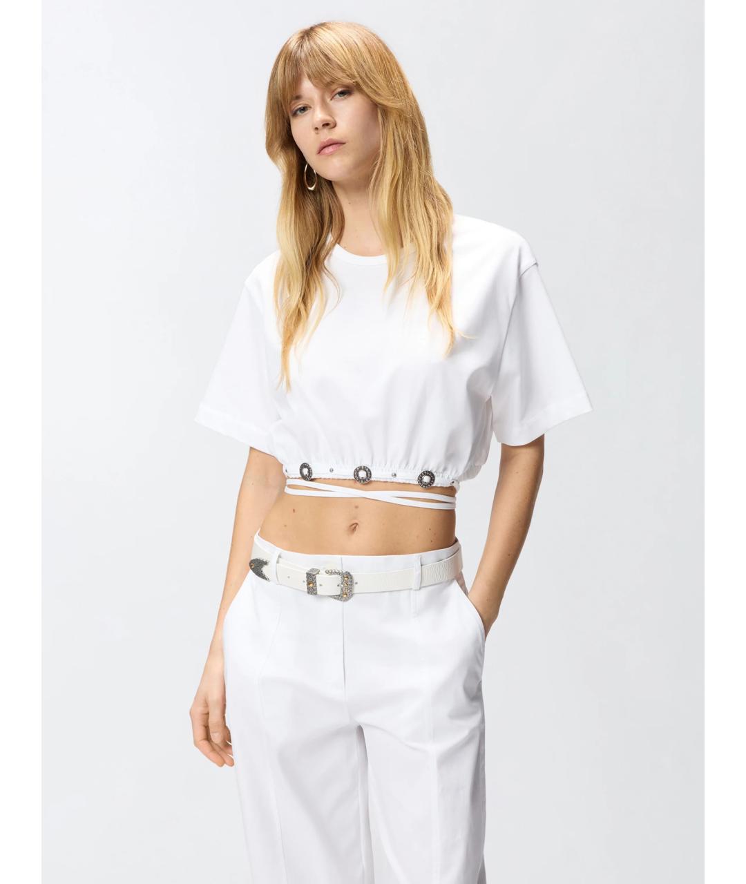 PINKO Белая хлопковая футболка, фото 3