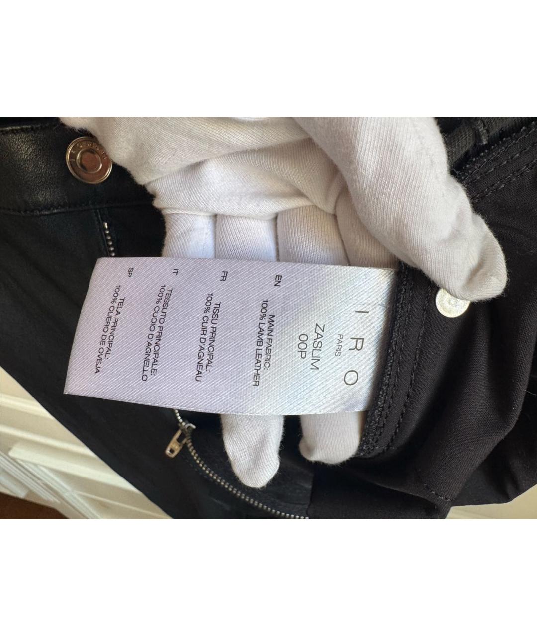 IRO Черные кожаные брюки узкие, фото 5