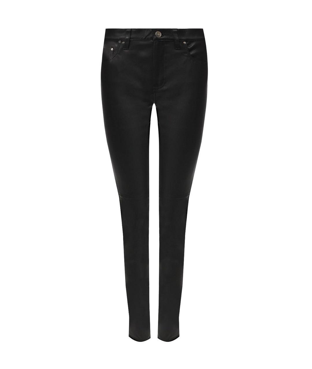 IRO Черные кожаные брюки узкие, фото 9