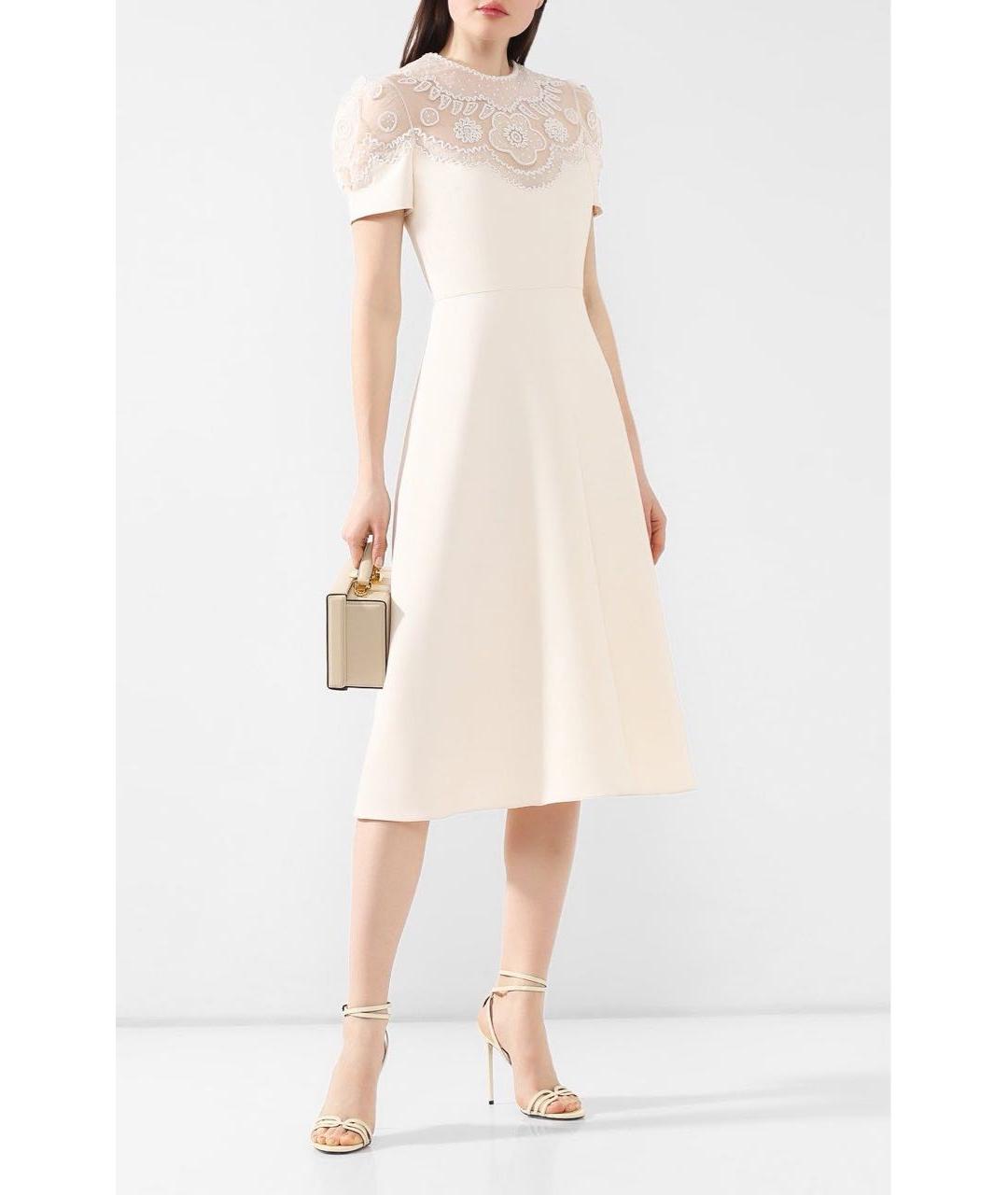 VALENTINO Бежевое шелковое коктейльное платье, фото 2