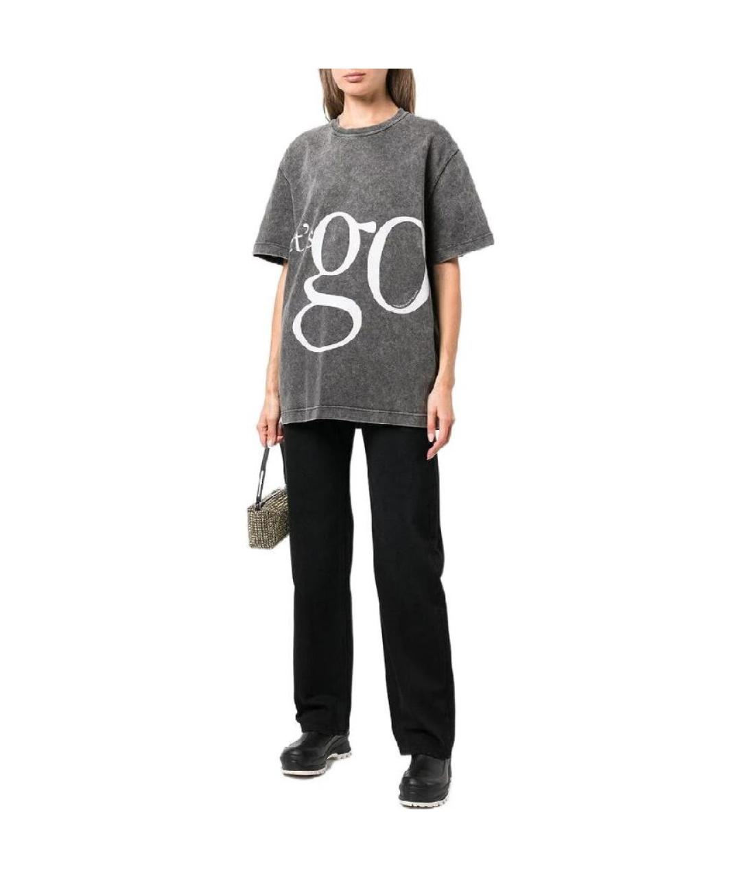 ALEXANDER WANG Серая хлопковая футболка, фото 7