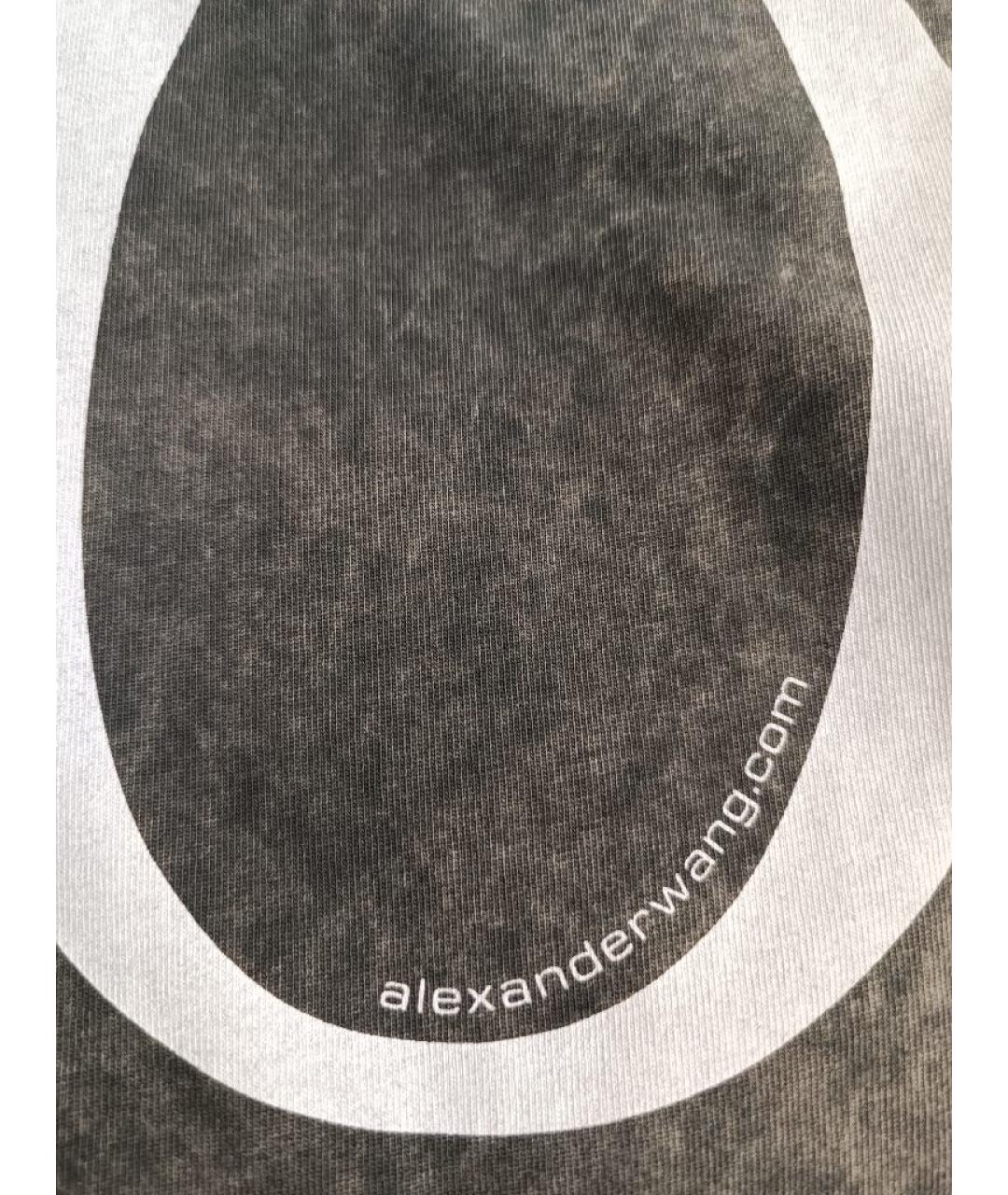 ALEXANDER WANG Серая хлопковая футболка, фото 5
