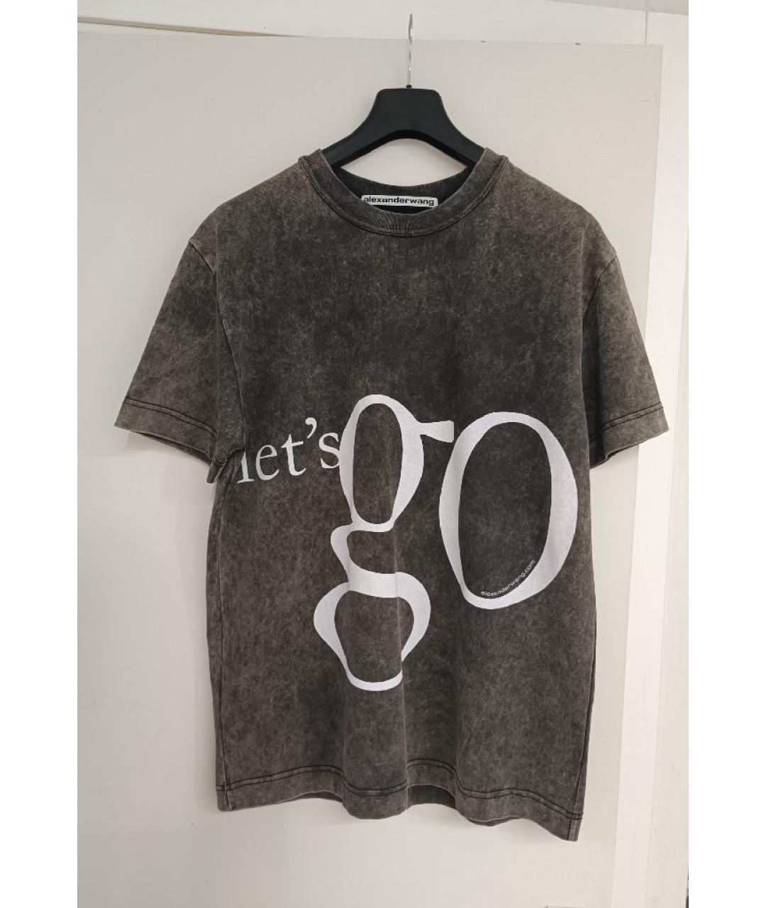 ALEXANDER WANG Серая хлопковая футболка, фото 6