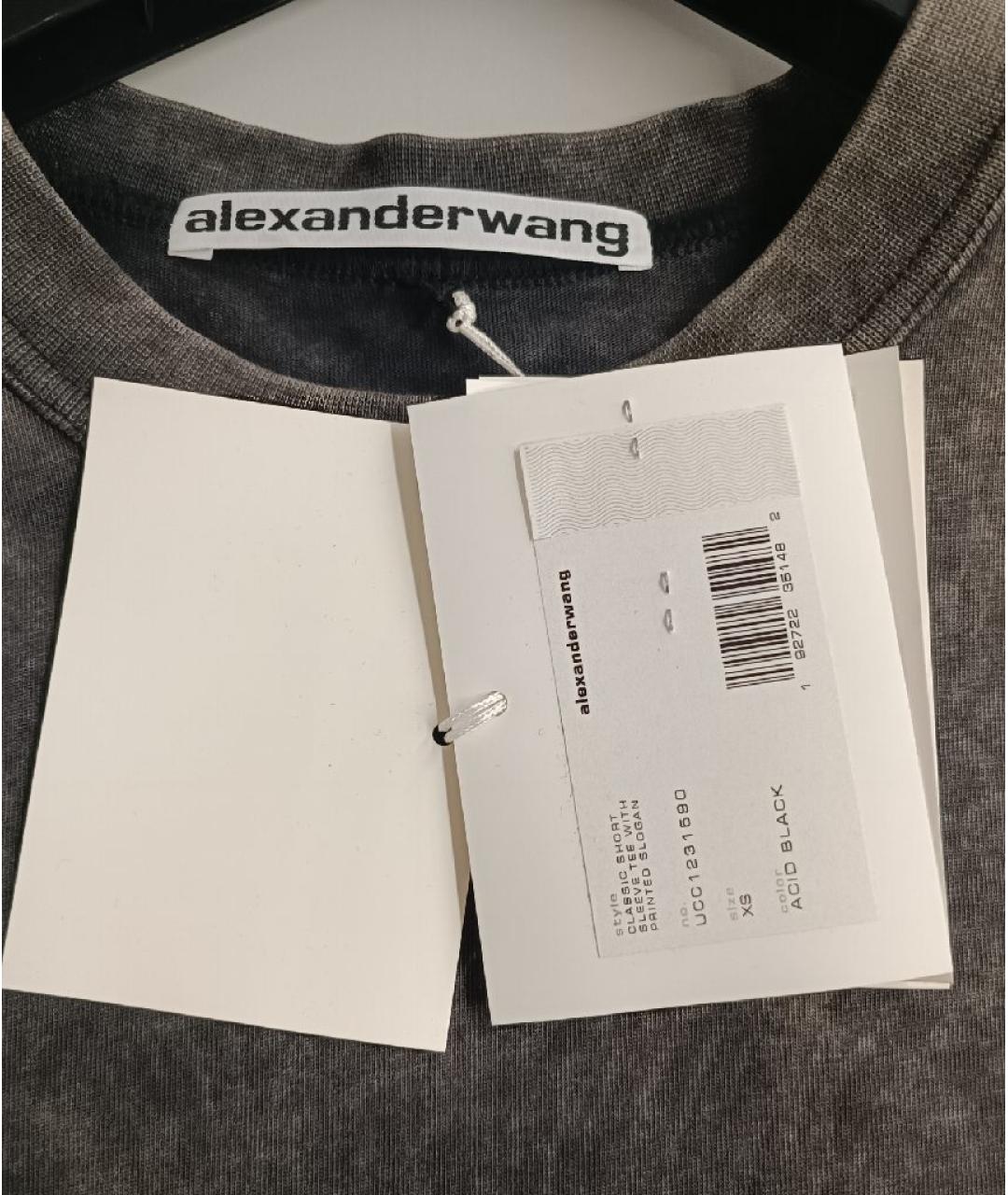 ALEXANDER WANG Серая хлопковая футболка, фото 3