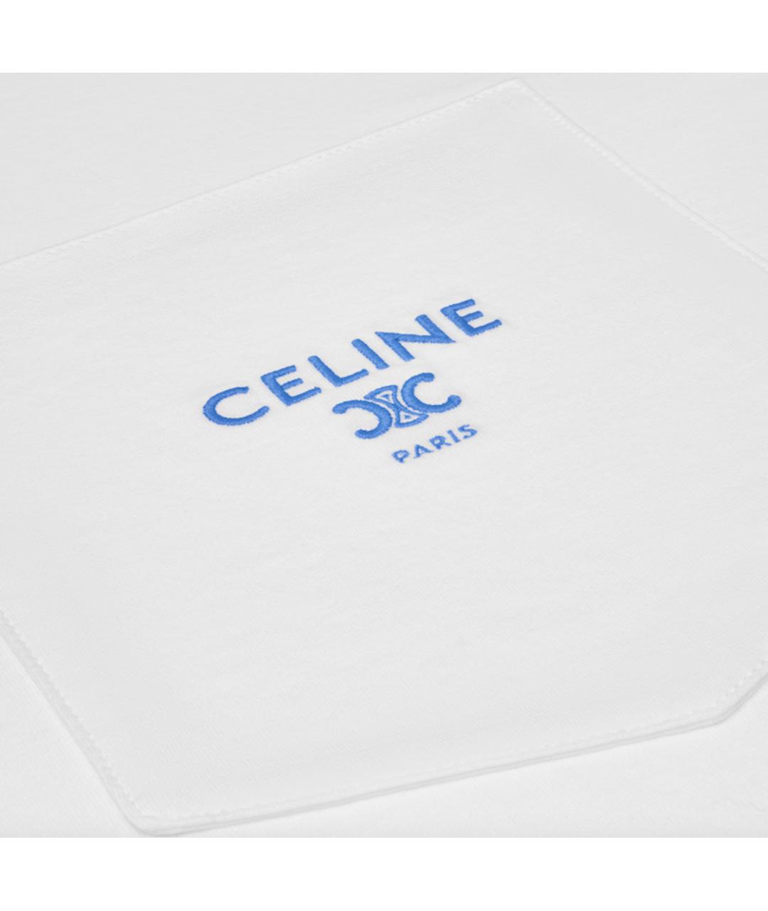 CELINE Белая хлопковая футболка, фото 3