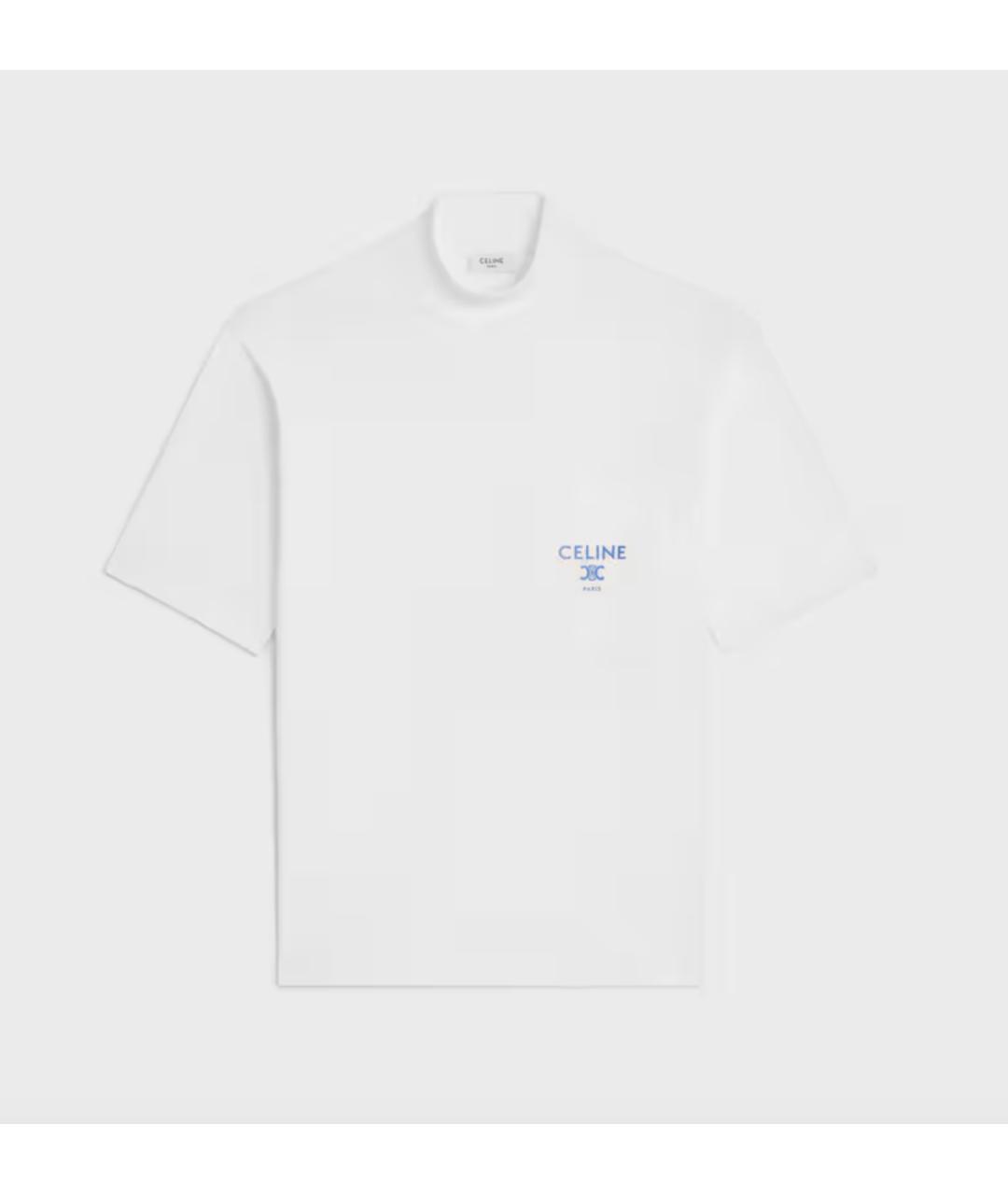 CELINE Белая хлопковая футболка, фото 4