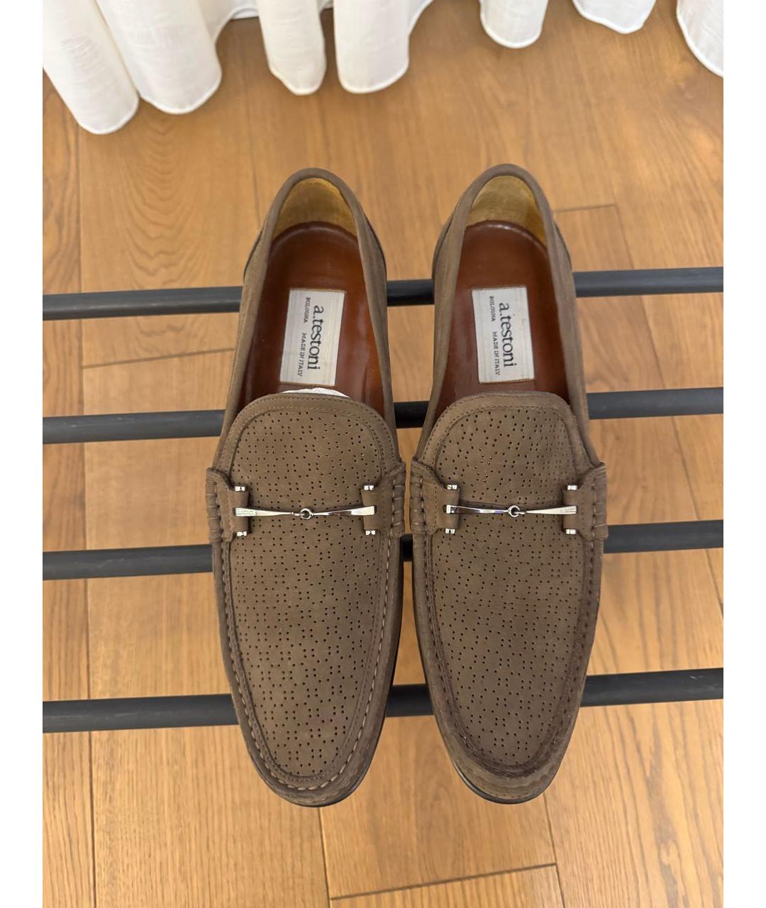 TESTONI Коричневые замшевые лоферы, фото 3