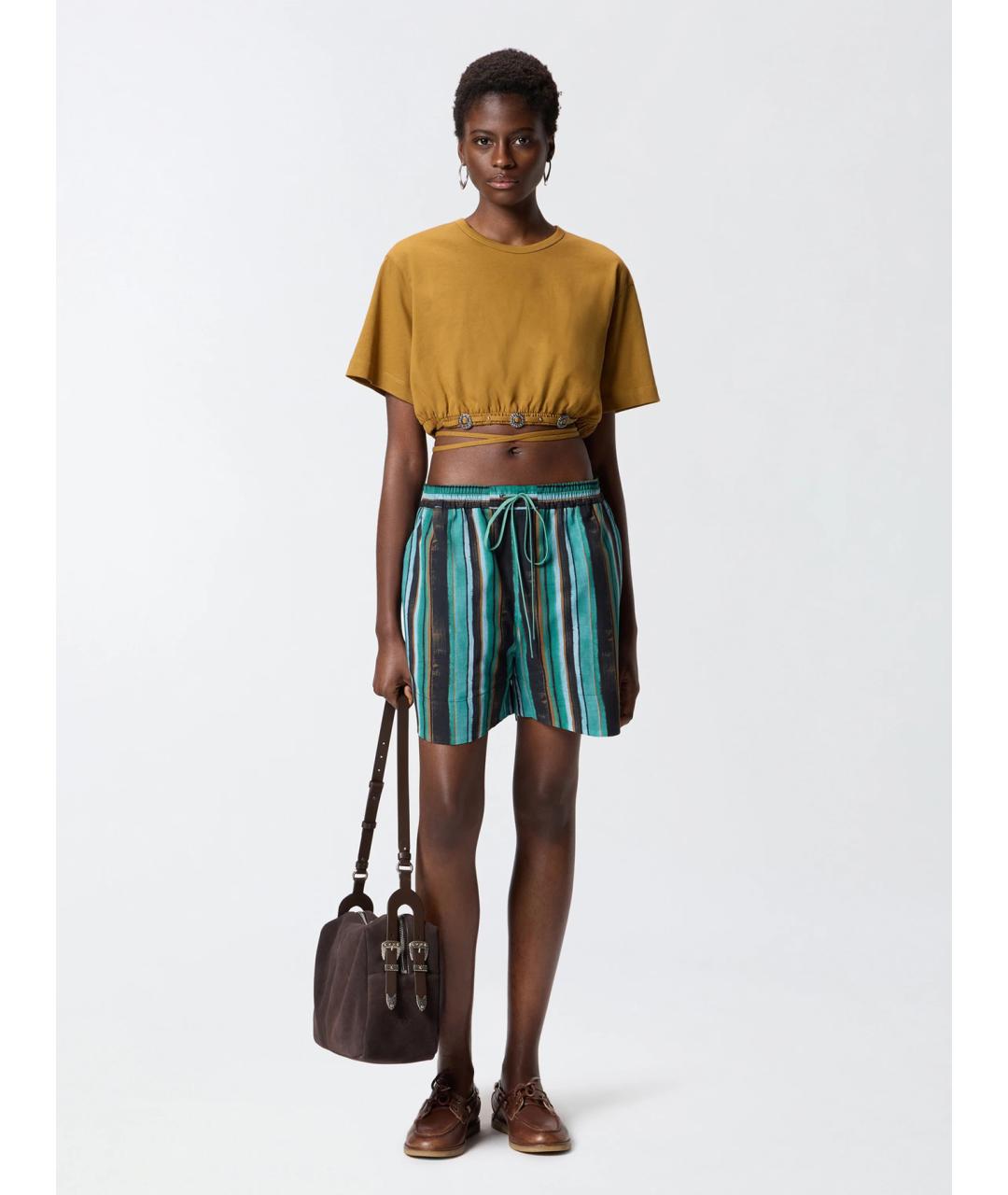 PINKO Горчичная хлопковая футболка, фото 2