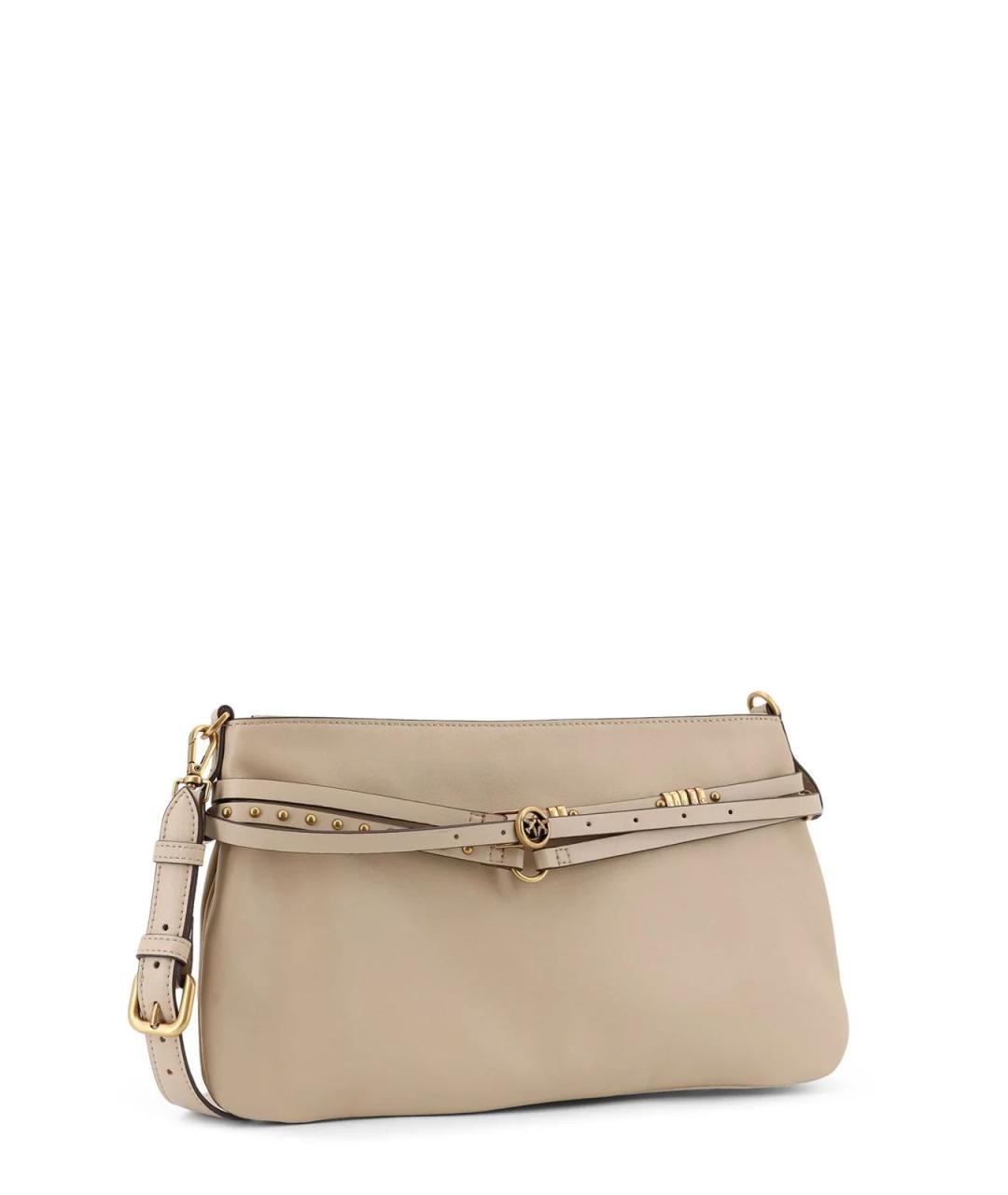 PINKO Бежевая кожаная сумка через плечо, фото 2