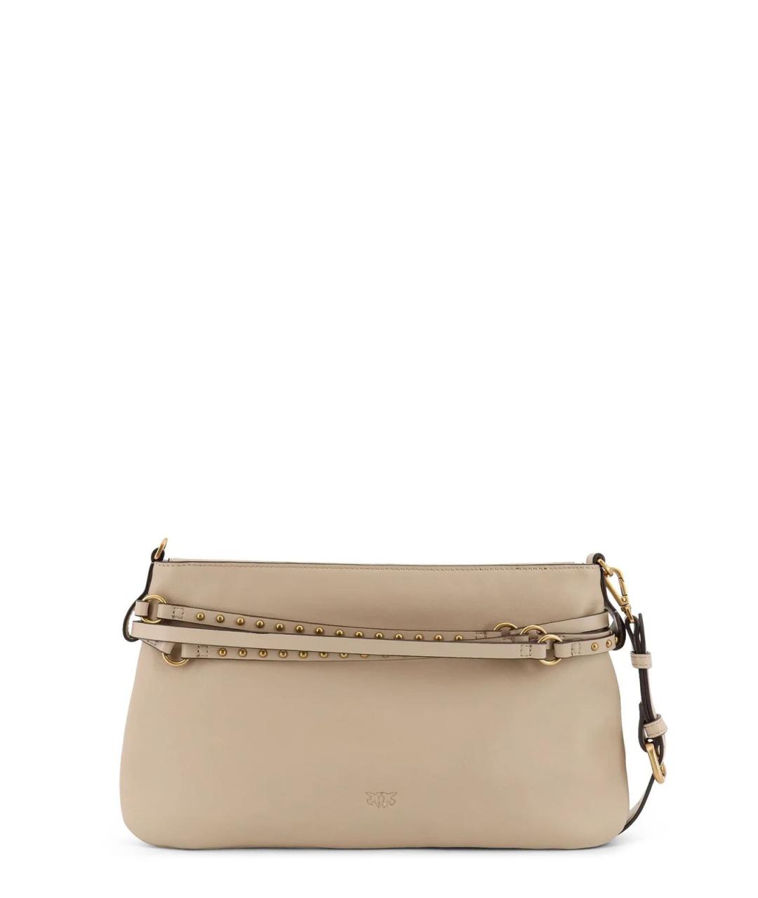 PINKO Бежевая кожаная сумка через плечо, фото 3